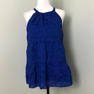 🧡 XSP 🧡 NWT Anthro Top Halter Tiered Lace Swing Keyhole Back Button​